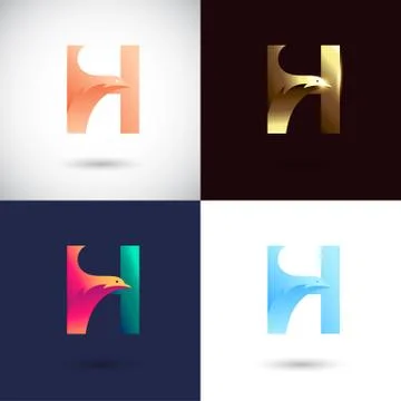Creative Letter H logo design with different color version. Vector of Bird Lo Stock Illustration