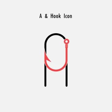Creative A- Letter icon abstract and hook icon design vector template.Fishing Stock Illustration