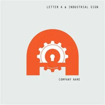 Creative letter A icon abstract logo design vector template with industry and Stock Illustration