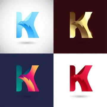 Creative Letter K logo design with different color version. Vector of Bird Lo Stock Illustration