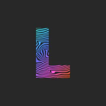 Creative letter L logo initial, bright trendy gradient smooth curves striped  Stock Illustration