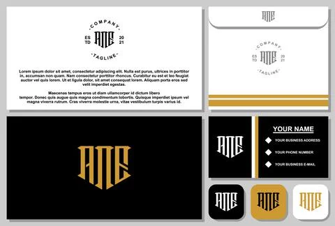 Creative letter A N E monogram logo with stationery template Stock Illustration