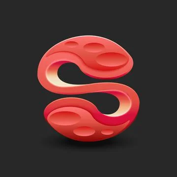 Creative letter S logo 3d futuristic artwork object shades of red, fantastic  Stock Illustration