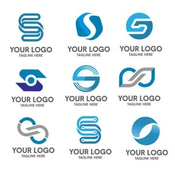 Creative letter S logo set Stock Illustration
