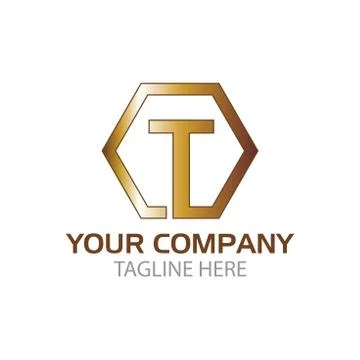 Creative Letter T in hexagon Stock Illustration