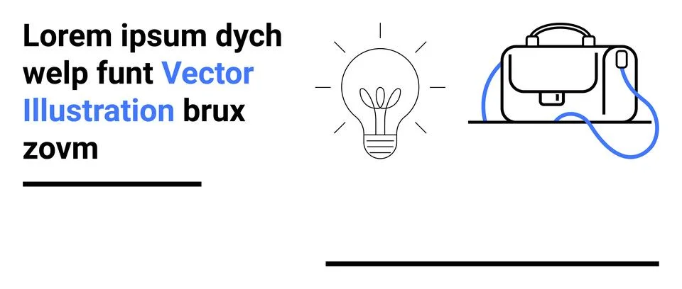 Creative Light Bulb and Briefcase Design with Text Elements in Black and Blue Stock Illustration