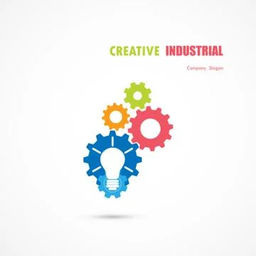 Creative light bulb and gear abstract vector design banner template. Corporat Stock Illustration