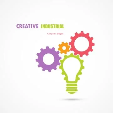 Creative light bulb and gear abstract vector design banner template. Corporat Stock Illustration