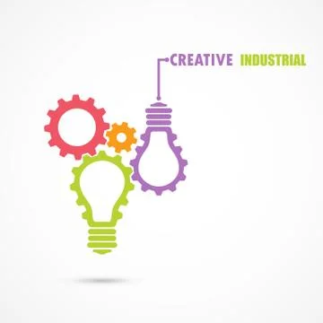 Creative light bulb and gear abstract vector design banner template. Corporat Stock Illustration