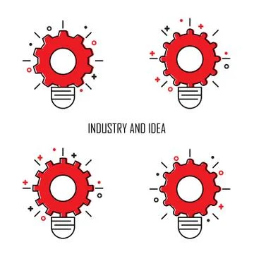 Creative Light Bulb and Gear Icon concept background.Design for poster,flyer, Stock Illustration
