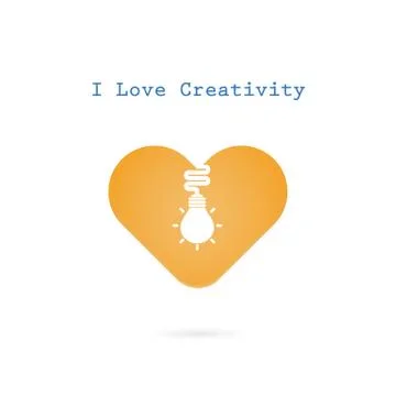 Creative light bulb and Heart sign vector design banner template.Light bulb.. Stock Illustration