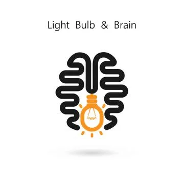 Creative light bulb and human brain abstract vector design banner template.Co Stock Illustration