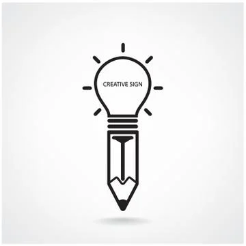 Creative light bulb and pencil sign Иллюстрация