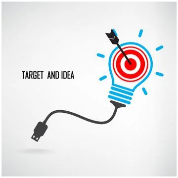 Creative light bulb and target concept background Stock Illustration
