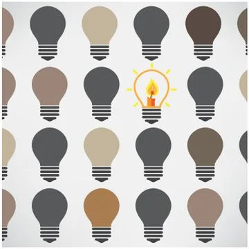 Creative light bulb background ,difference concept Stock Illustration