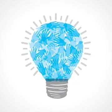 Creative light-bulb of blue helping hand stock vector Illustrazione stock
