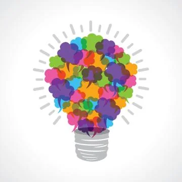 Creative light-bulb of colorful message bubble stock vector Stock Illustration
