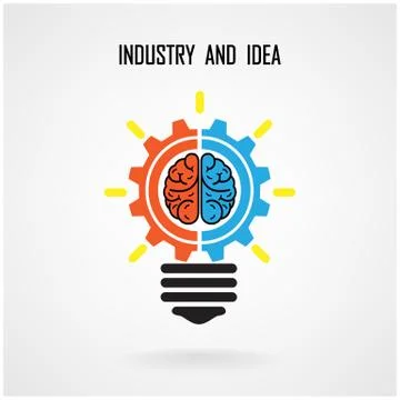 Creative light bulb concept and brain sign on background Stock Illustration