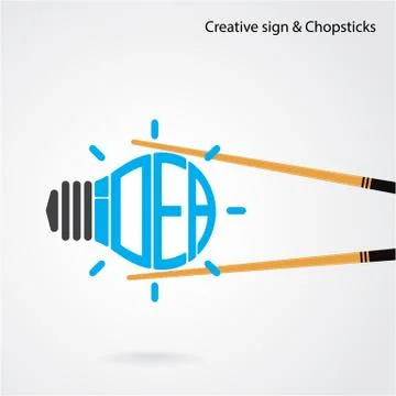 Creative light bulb concept and chopsticks symbol , design for poster, flyer, Stock Illustration