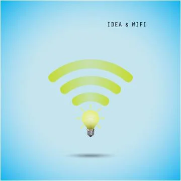 Creative light bulb concept and wifi sign. Education, technology and business Stock Illustration