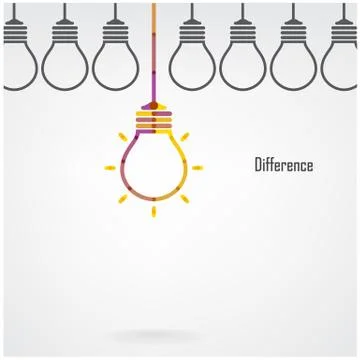 Creative light bulb difference idea concept background Stock Illustration