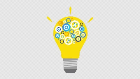 Creative Light Bulb Filled with Gears Symbolizing Innovation and Intelligent Stock Footage 339759584