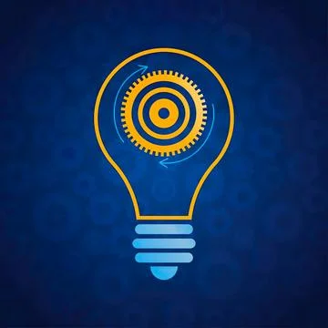 Creative light bulb with gears and cogs inside Stockillustratie