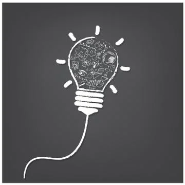 Creative light bulb handwriting style with business idea concept Stock Illustration