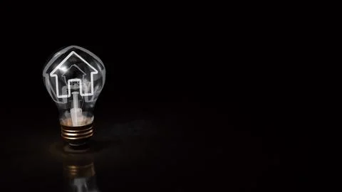 Creative Light Bulb with House and Briefcase Symbol 3d render. Stock Illustration