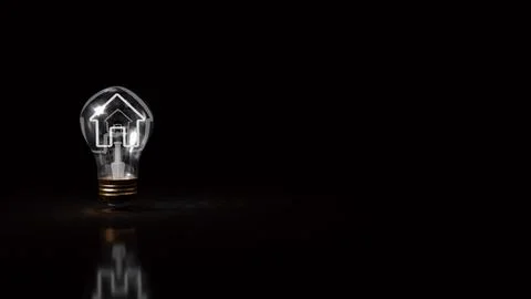 Creative Light Bulb with House and Briefcase Symbol 3d render. Stock Illustration
