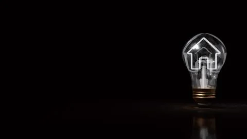 Creative Light Bulb with House and Briefcase Symbol 3d render. Stock Photos