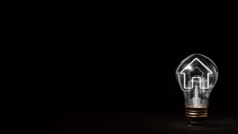 Creative Light Bulb with House and Briefcase Symbol 3d render. Stock Photos