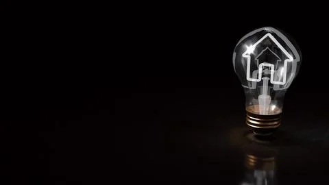 Creative Light Bulb with House and Briefcase Symbol 3d render. Stock Photos