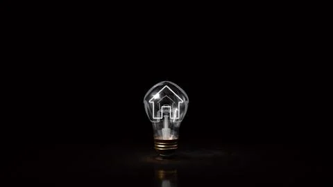 Creative Light Bulb with House and Briefcase Symbol 3d render. Stock Photos