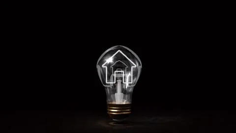 Creative Light Bulb with House and Briefcase Symbol 3d render. Stock Photos