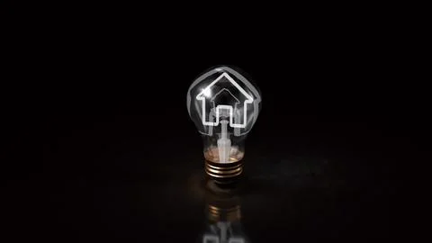 Creative Light Bulb with House and Briefcase Symbol 3d render. Stock Photos