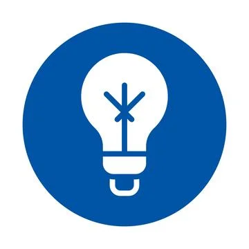 Creative Light Bulb Icon Graphic Design on Blue Circular Background Stock Illustration