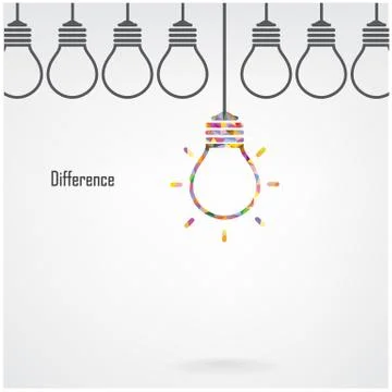 Creative light bulb idea and difference concept Stock Illustration