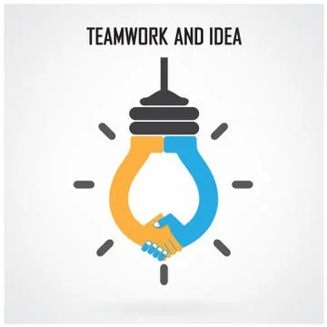 Creative light bulb idea and handshake sign,teamwork and ideas concept Stock Illustration
