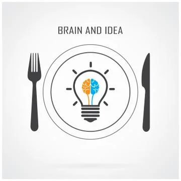Creative light bulb  idea and brain concept background Stock Illustration