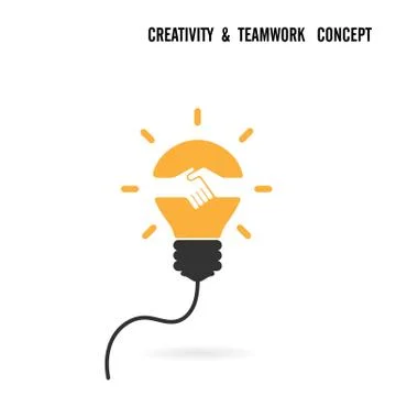 Creative light bulb idea and handshake sign concept background.Business agree Stock Illustration