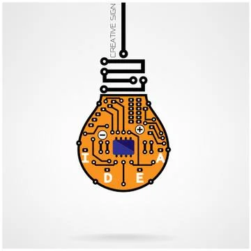 Creative light bulb idea concept template ,light bulb circuit symbol Stock Illustration