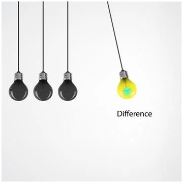 Creative light bulb idea concept background,difference concept. Stock Illustration