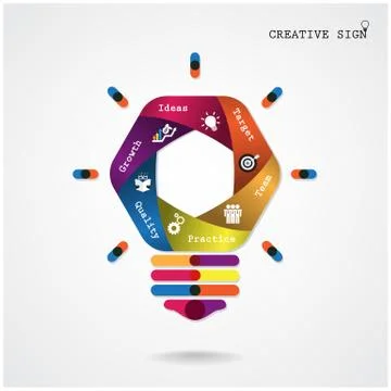 Creative light bulb idea concept background Illustrazione stock