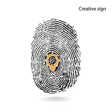 Creative light bulb idea concept with fingerprint symbol Stock Illustration