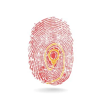 Creative light bulb idea concept with fingerprint symbol. education sign Stock Illustration