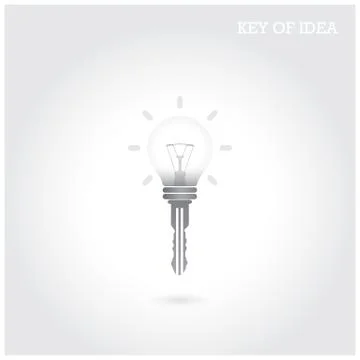 Creative light bulb idea concept with padlock symbol. key of idea. business i Stock Illustration