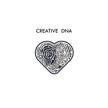 Creative light bulb idea concept and fingerprint pattern with heart symbol. E Stock Illustration