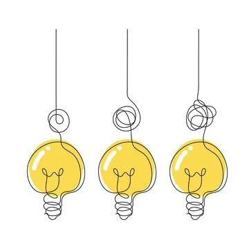 Creative Light Bulb Idea Concept, Minimalist Line Art Innovation Design.Vec.. Stock Illustration