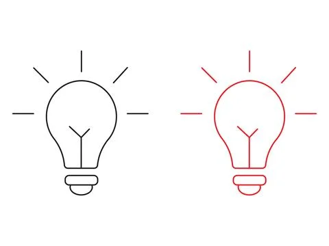 Creative light bulb idea line art vector illustration isolated on white Stock Illustration